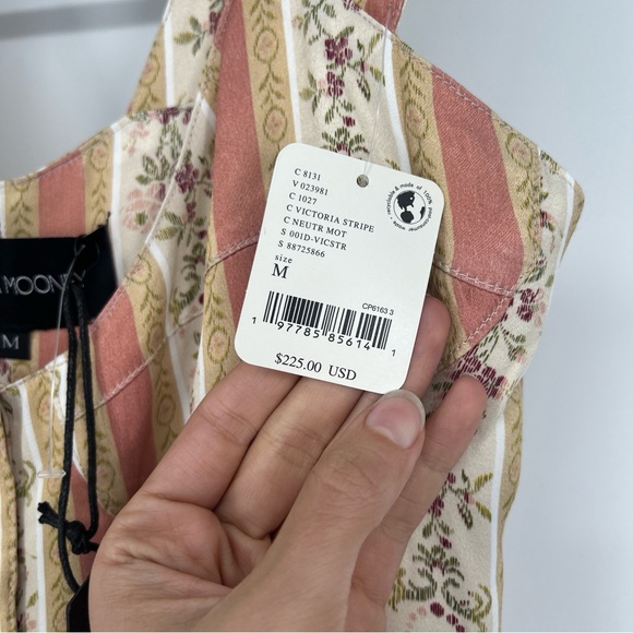 Vanessa Mooney The Elisabeth Romper Boho Mini Dress in Victorian Stripe M NWT - Picture 8 of 10